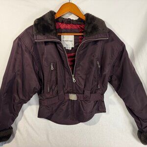 Andrew Marc Women’s Small Belted Winter Jacket Faux Fur Collar Cuffs Coat